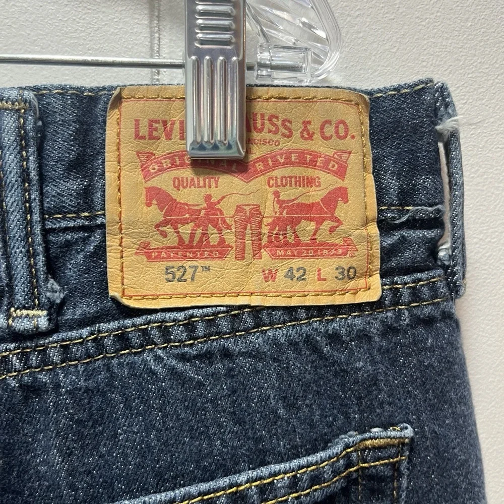 Levis 527 Modern Slim Fit Bootcut Jeans Mens 42x30 Dark‎ Wash Blue Denim